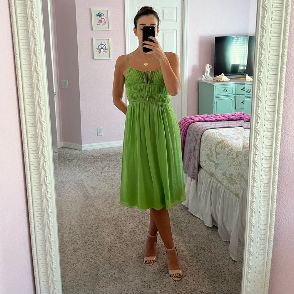 BCBG Paris Green Tie Front Dress